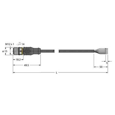 Turck 6629933 Érzékelő-/működtető csatlakozóvezeték 2 m Pólusszám: 5 1 db (6629933)