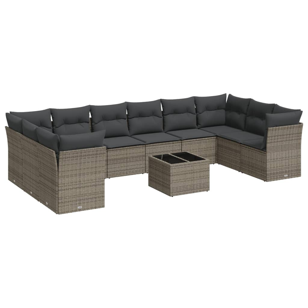 11 részes szürke polyrattan kerti ülőgarnitúra párnákkal (3250049)