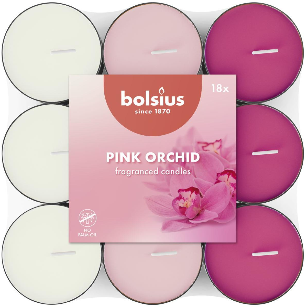Bolsius Pink Orchid 260 g, 18 db (8717847190086)