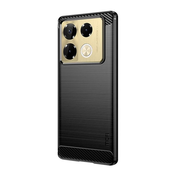 Husa de telefon mobil din silicon Mofi, rezistenta la socuri, colturi cu perna de aer, periata, model carbon, neagra, compatibila cu: Infinix Note 40 Pro 5G, X6851, / Note 40 Pro 4G, X6850