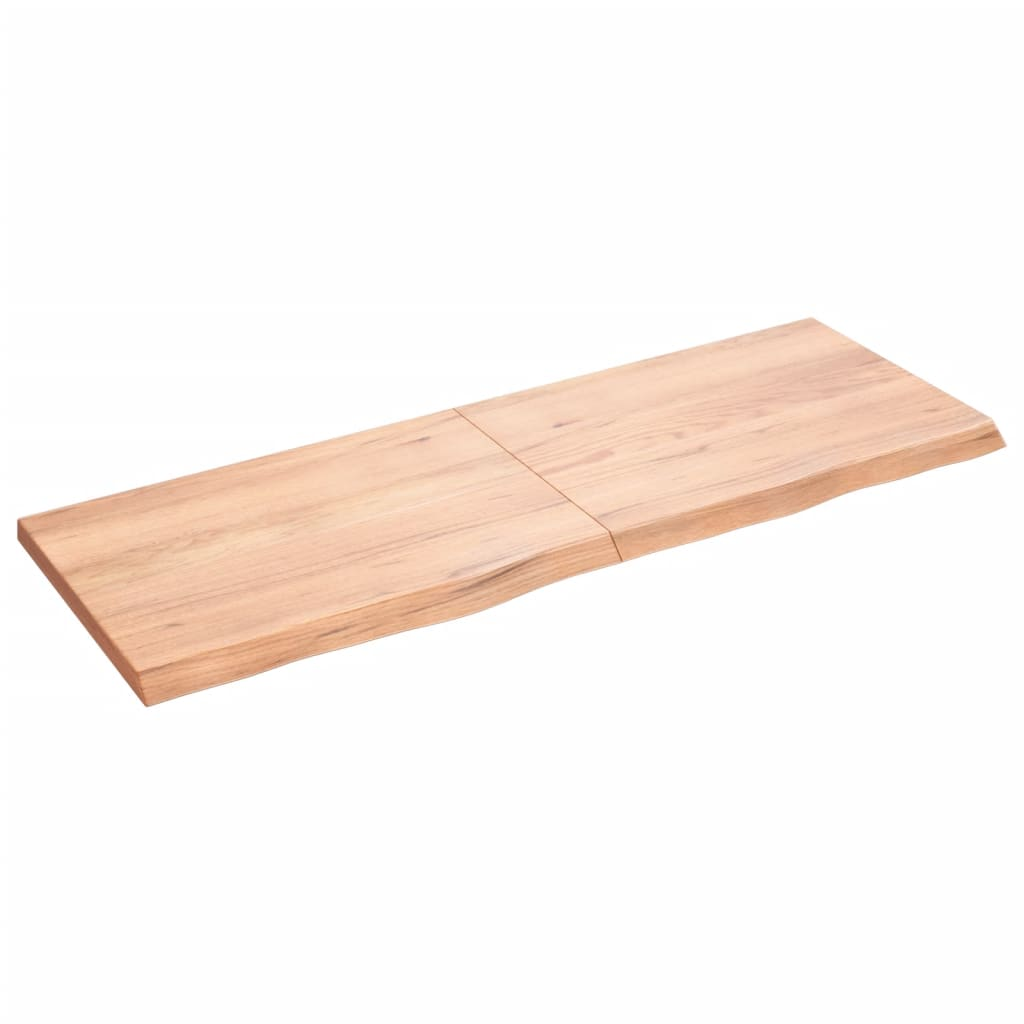 világosbarna kezelt tömör tölgyfa fali polc 140 x 50 x (2-4) cm (363704)