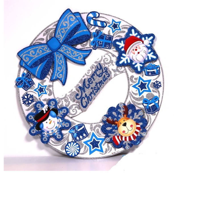 Iris 3D karácsonyi koszorú mintás dekoráció 39x39cm (020-03)