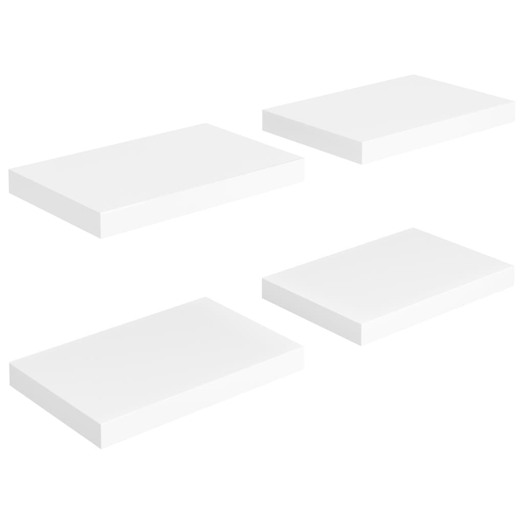 4 db fehér MDF lebegő fali polc 40 x 23 x 3,8 cm (323807)