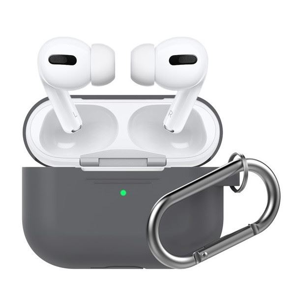 Phoner Simple Apple Airpods Pro szilikon tok akasztóval sötétszürke (PN-CP-P1-3-DG) (PN-CP-P1-3-DG)