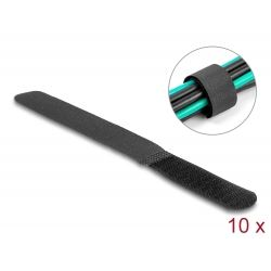 Delock tépőzáras kábelkötegelő 180mm x 20mm, 10db fekete (19110) (delock19110)