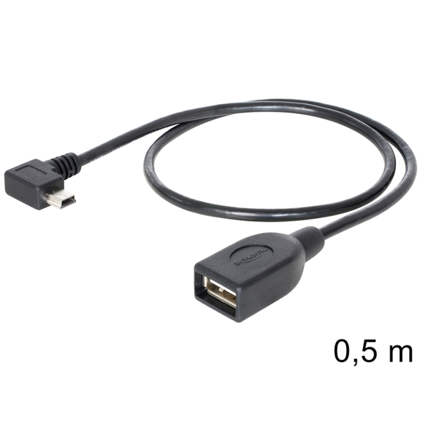 DELOCK USB Kabel A -> Mini-B Bu/St 0.50m 90° OTG sw