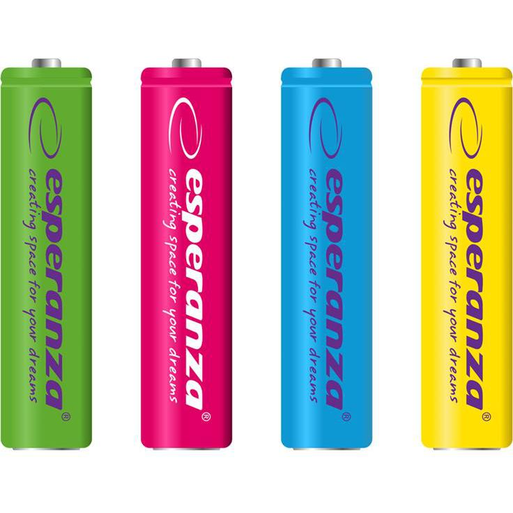 Esperanza 1000mAh AAA Ni-MH akkumulátor 4db/csomag Mix of Color (EZA107 - 5901299923436)