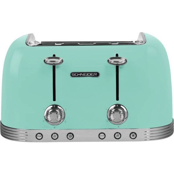 Toster Schneider Elektropreces un piederumi Schneider  ACAPULCO 4-SLOT VINTAGE TOASTER Green 3527570087035 3527570087035 (3527570087035)