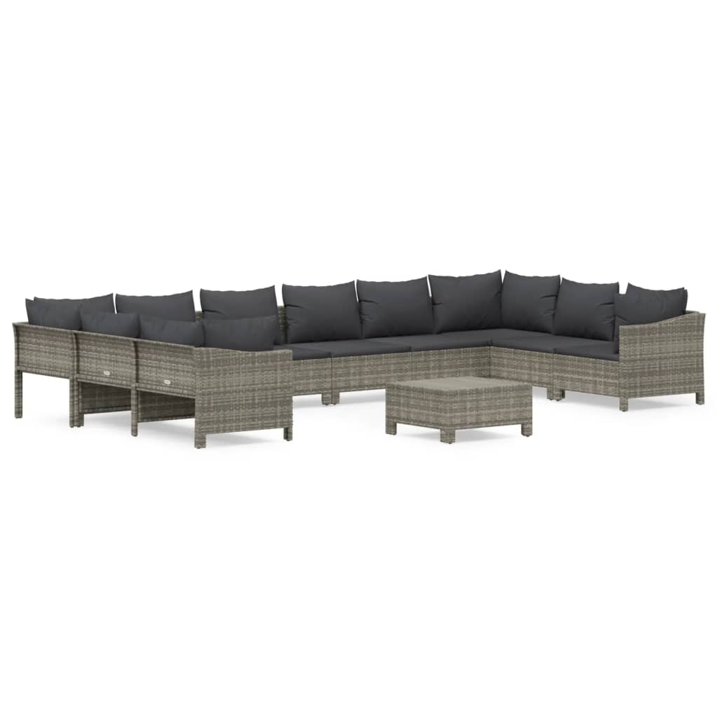 11 részes szürke polyrattan kerti ülőgarnitúra párnákkal (3187307)