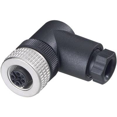 Szerelhető csatlakozódugó, könyök dugó, menetes anyával fekete M12 ELWIKA 4012 PG9 Hirschmann (933 174-100-1)