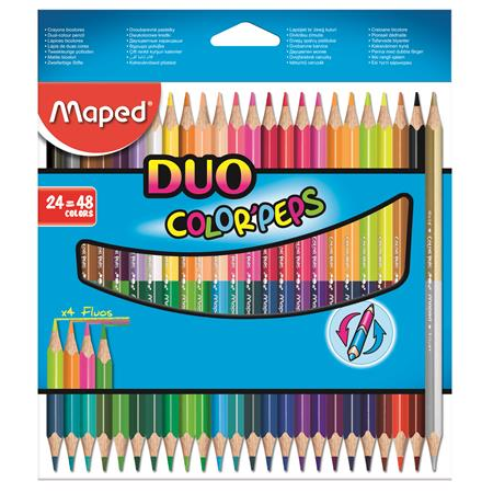 Maped "Color'Peps Duo" Háromszögletű színes ceruza készlet kétvégű - 48 különböző szín (24 db) (829602)
