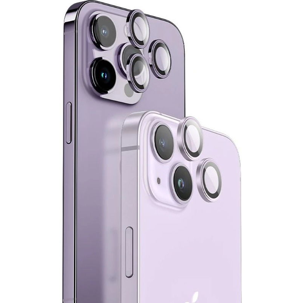 Комплект от 3 протектора за камера Blueo Sapphire Crystal от неръждаема стомана, съвместими с iPhone 15 Pro Max Grey