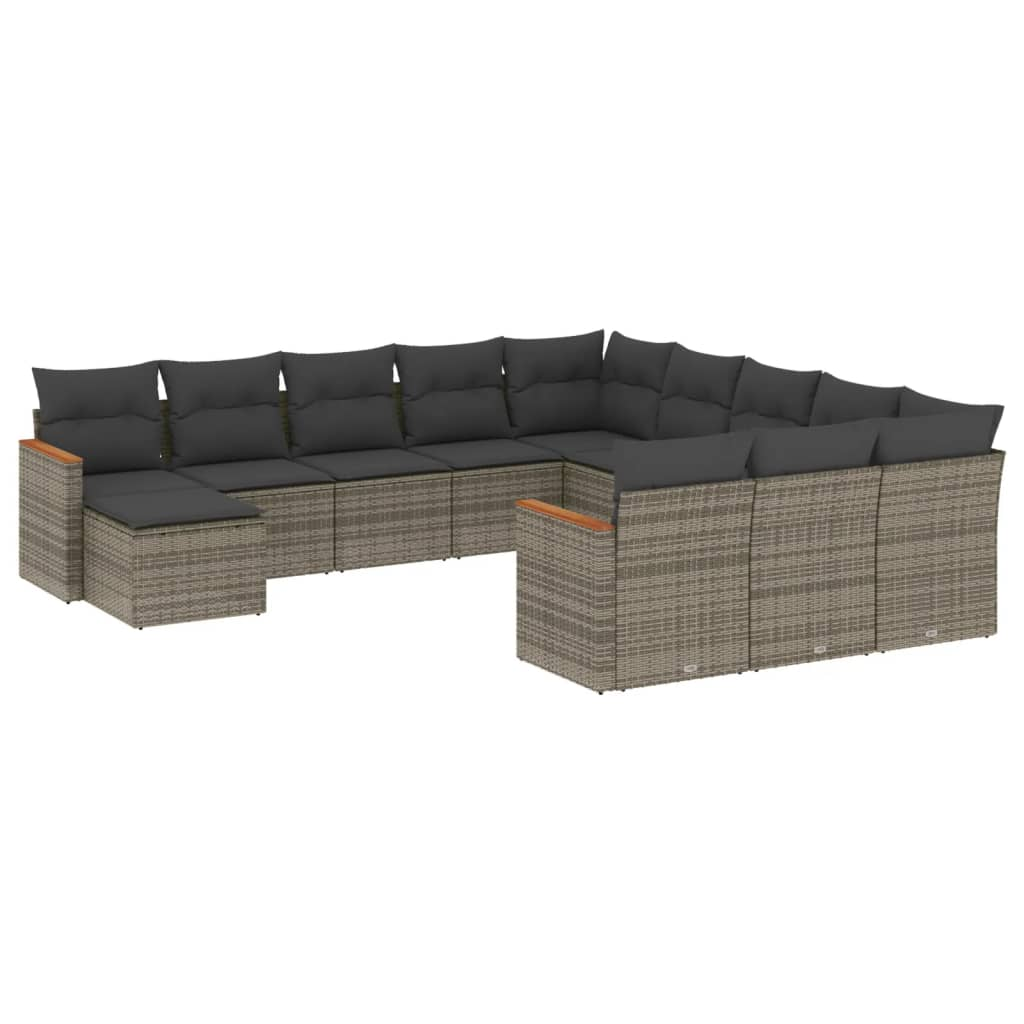 12 részes szürke polyrattan kerti ülőgarnitúra párnákkal (3226585)