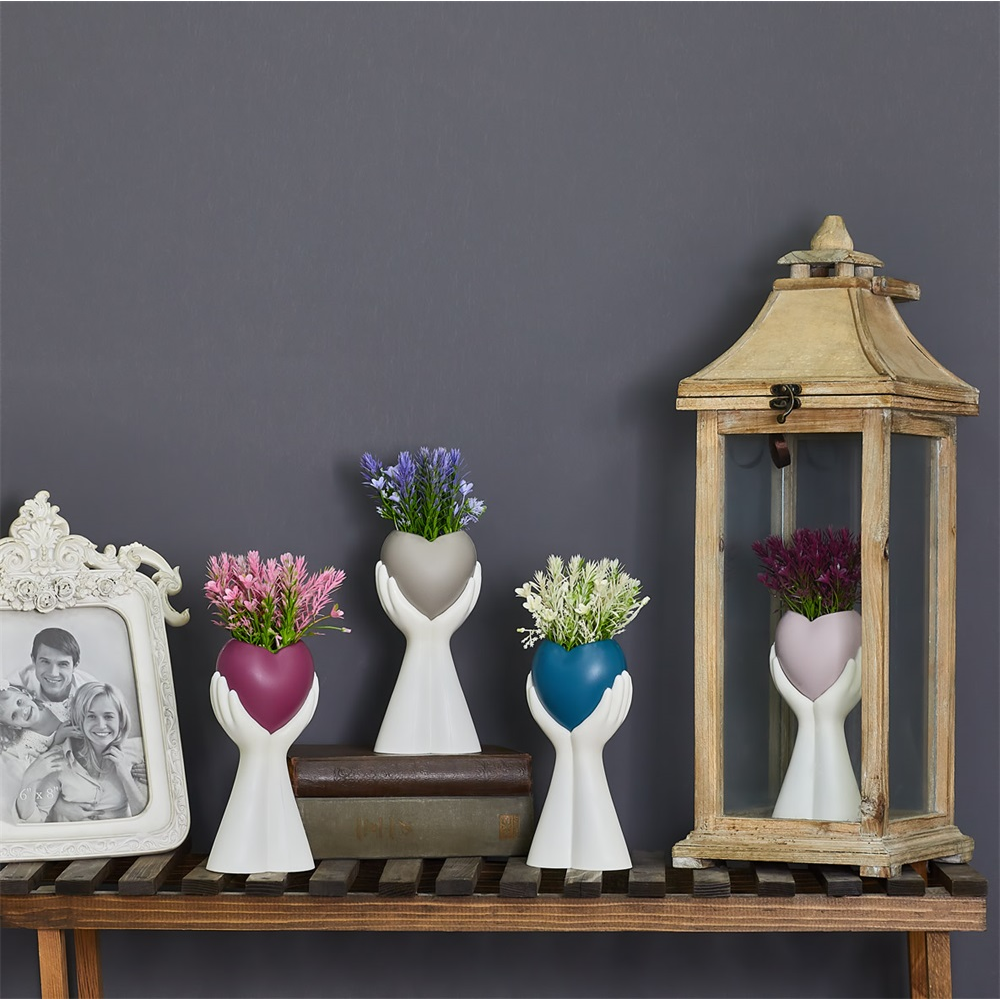 Iris E5733 Szív a kézben Cserepes művirág Asztali Dekoráció 10x27cm - Többféle (E5733)