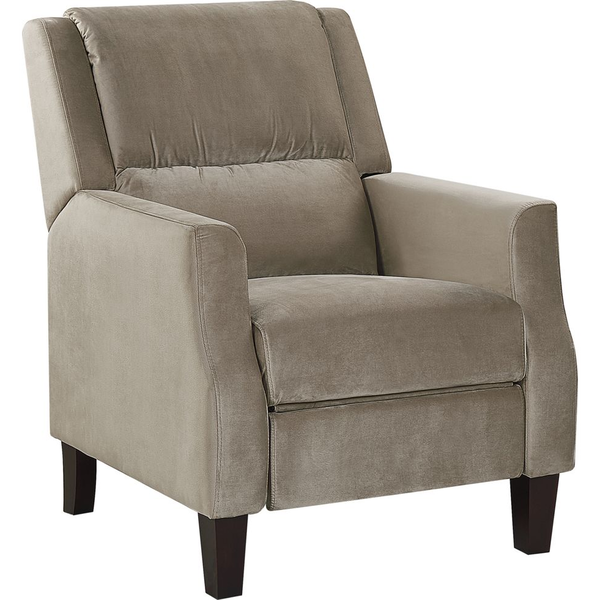 Silla Reclinable Tapizada En Terciopelo Gris Pardo Respaldo Y Reposapiés Ajustables Manualmente Sillón De Diseño Retro Egersund - Beige