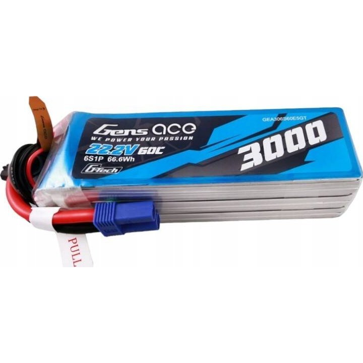 Gens ace Akkucsomag, LiPo 22.2 V 3000 mAh 60 C Tömb EC5 (GEA306S60E5GT)