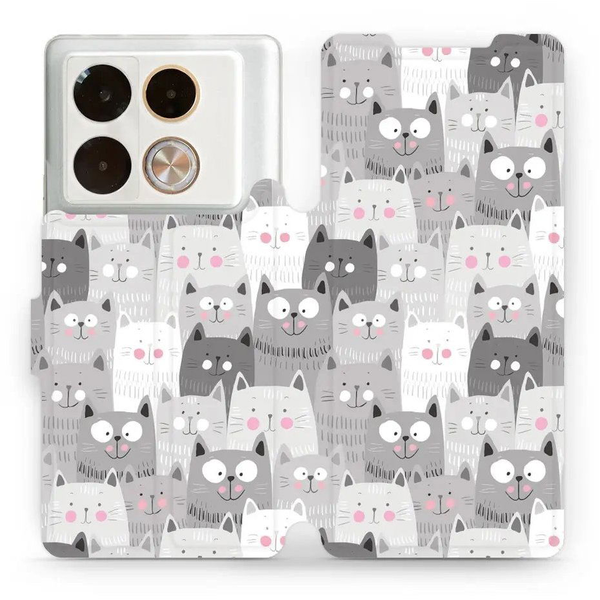 Mobiwear Infinix Note 40 Pro / Note 40 Pro+ 5G flip tok - macskák