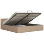kávészínű műbőr ágykeret hidraulikus ágyneműtartóval 160x200 cm