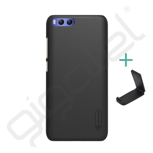 NILLKIN SUPER FROSTED műanyag telefonvédő (gumírozott, érdes felület + asztali tartó) FEKETE [Xiaomi Mi 6]