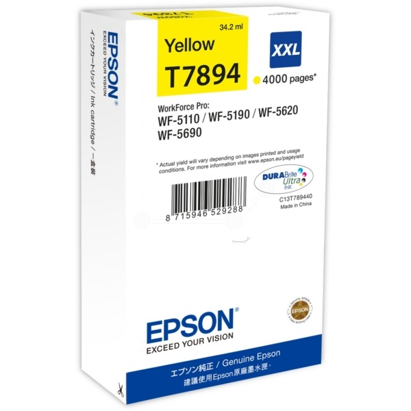 Epson T7894 blækpatron 1 stk Original Ekstra (Super) højt udbytte Gul