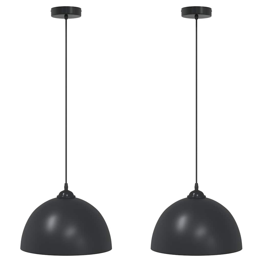 függőlámpák 2 db Állítható magasságú E27 fekete Ø 30 cm Fém (4103451)