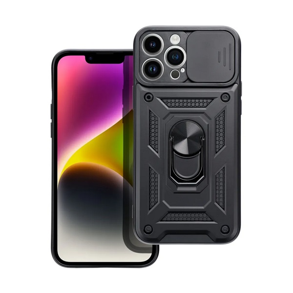 gigapack Defender szilikon telefonvédő (ütésállóság, tartógyűrű, kameravédő) FEKETE Apple iPhone 15 Pro Max " csomagolás" (GP-144781)