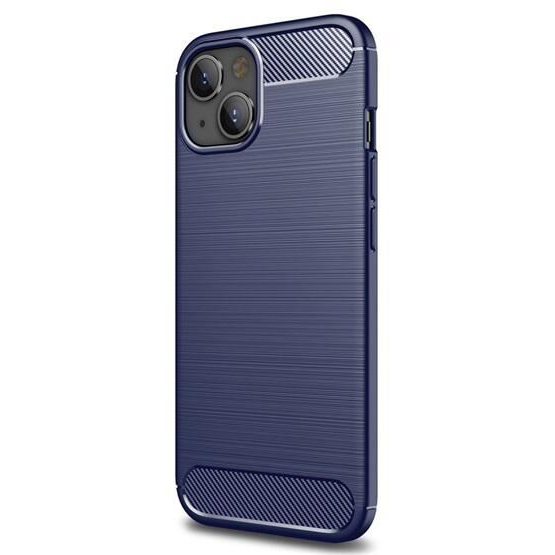 Gigapack Apple iPhone 14 Plus szálcsiszolt, karbon mintás tok sötétkék (GP-128592) (GP-128592)