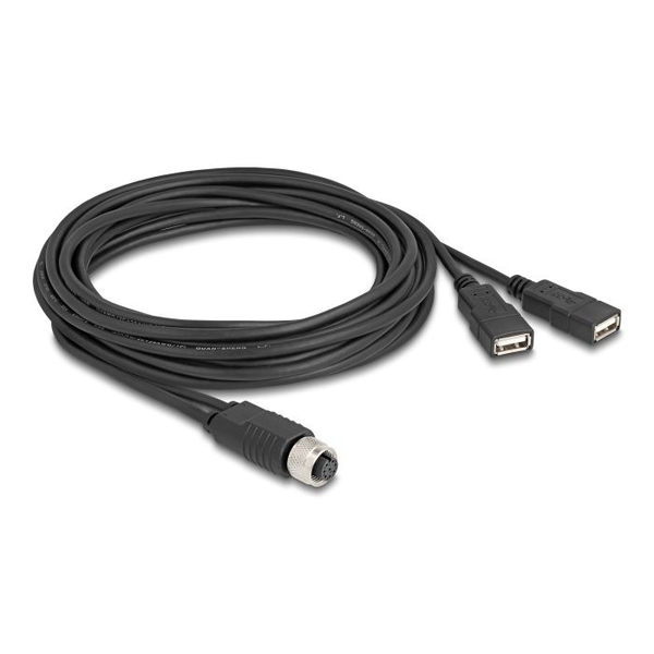 Sériový kabel M12 8pin - 2x USB 2.0 3m Delock 60651