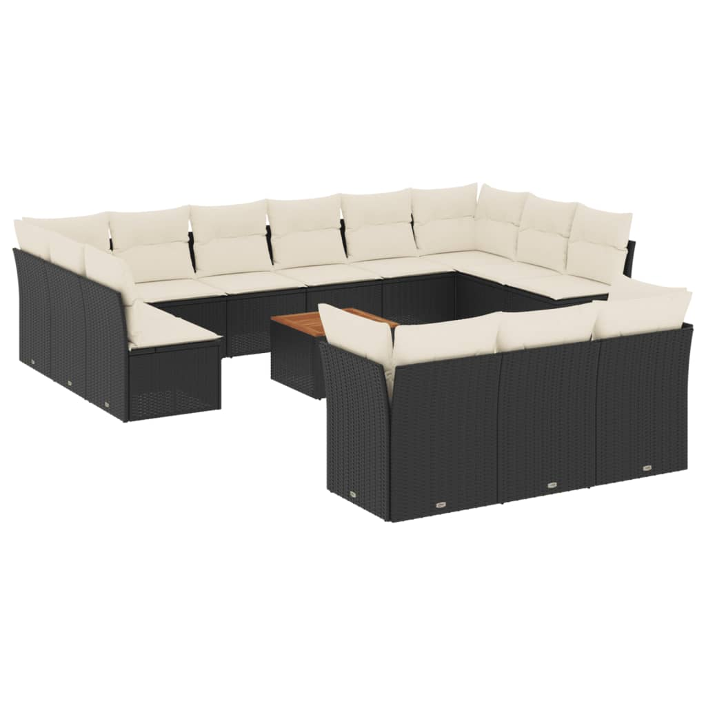 14 részes fekete polyrattan kerti ülőgarnitúra párnákkal (3256252)