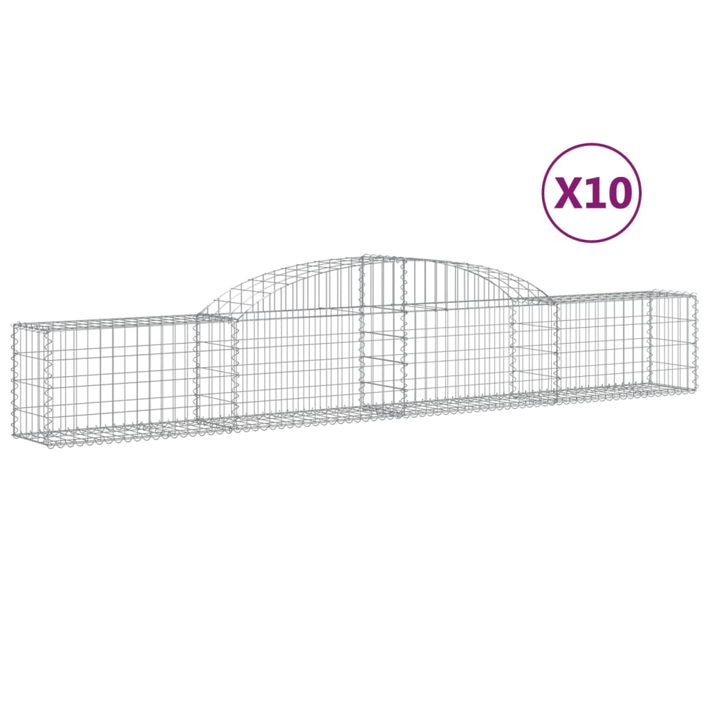 10 db íves horganyzott vas gabion kosár 300x30x40/60 cm (3146475)
