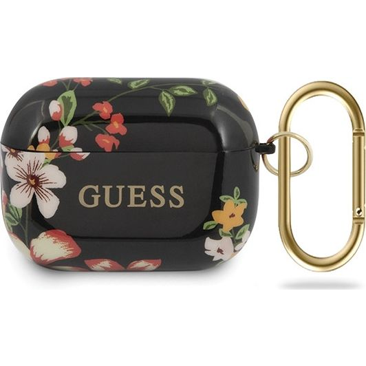 Guess Etui ochronne GUACAPTPUBKFL04 N.4 Flower Collection do AirPods Pro czarno-czerwone 