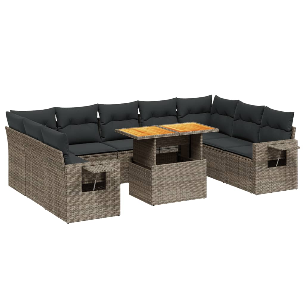 10 részes szürke polyrattan kerti ülőgarnitúra párnákkal (3271900)