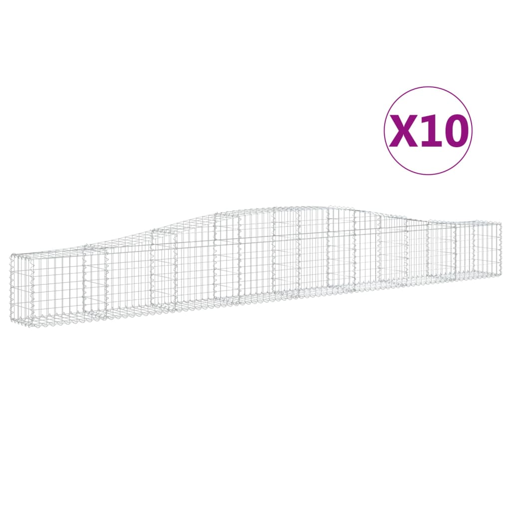 10 db íves horganyzott vas gabion kosár 400x30x40/60 cm (3145795)