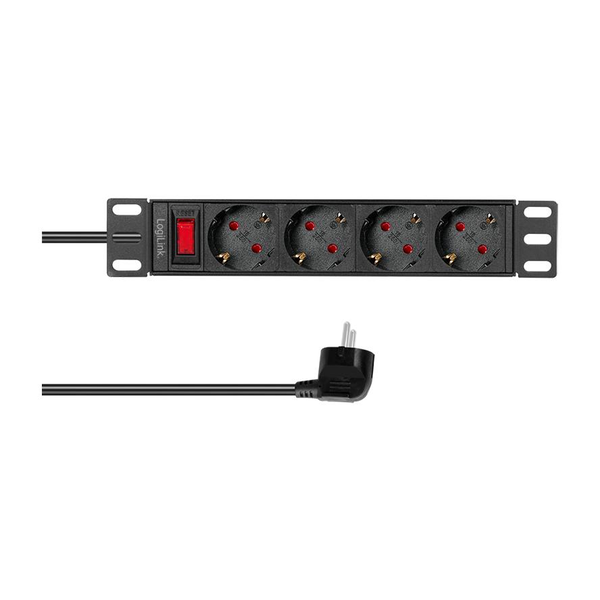 LogiLink Steckdosenleiste 4-fach mit Schalter,10"(1HE),2m (PDU4B01)
