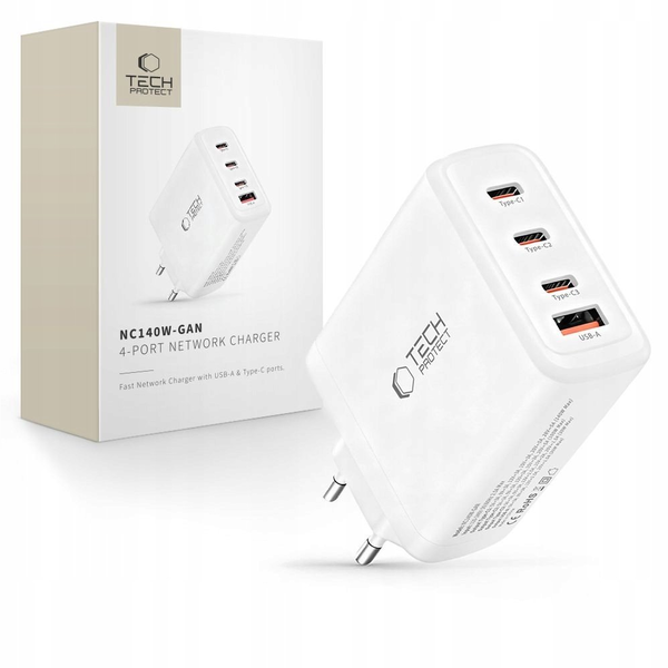 VÝKONNÁ SIEŤOVÁ NABÍJAČKA USB-C USB-A GAN ADAPTÉR 140W QUICK CHARGE 3.0
