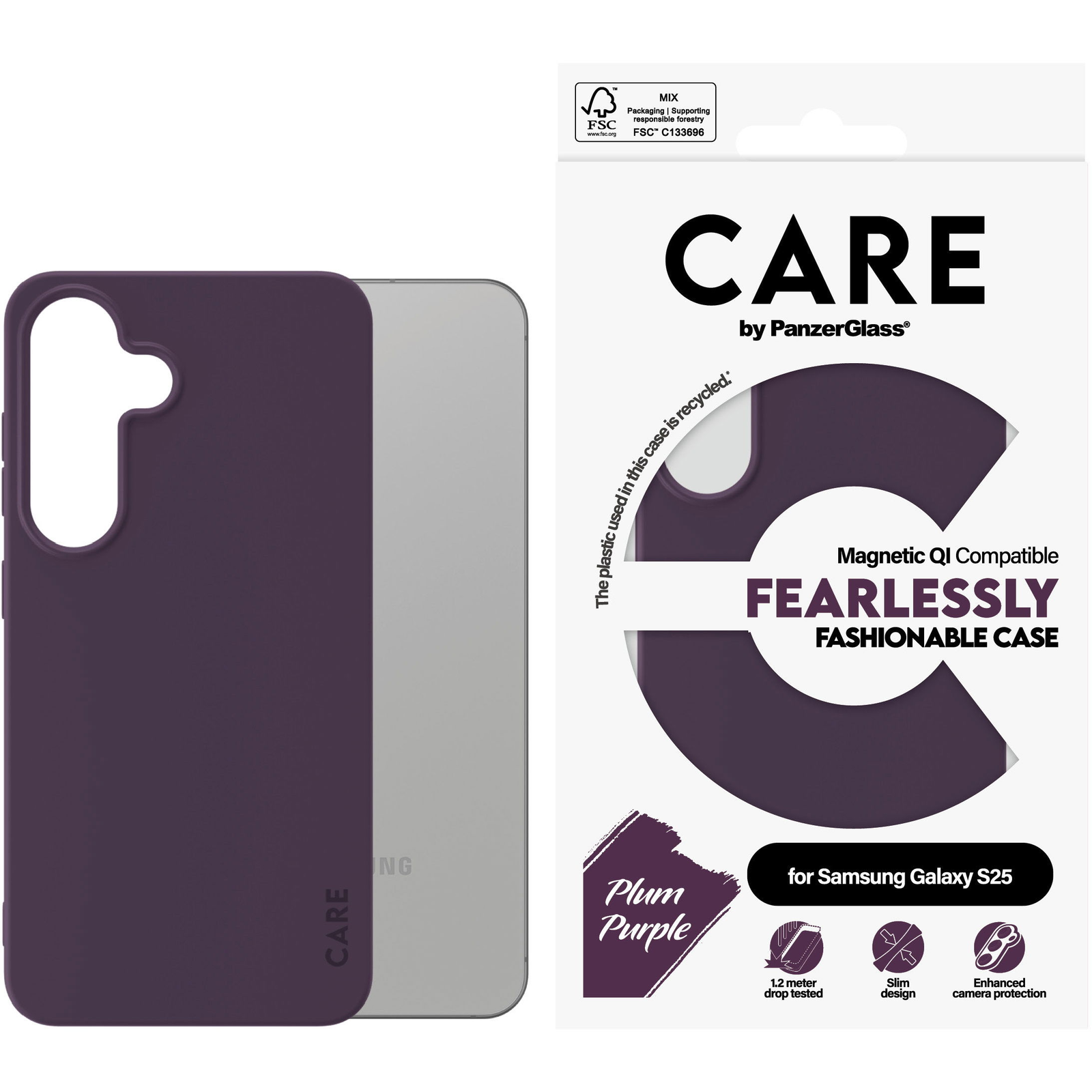 PanzerGlass CARE Fearlessly Samsung Galaxy S25 Fearlessly lila Qi tok - Plum Purple (CRRFCTQG38388)
