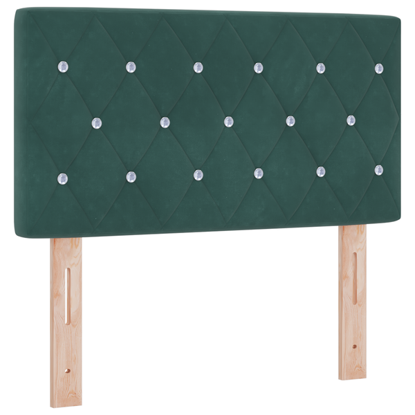 Tăblie cu LED Tapițată cu Butoane Cristal Verde Închis 80 cm Catifea