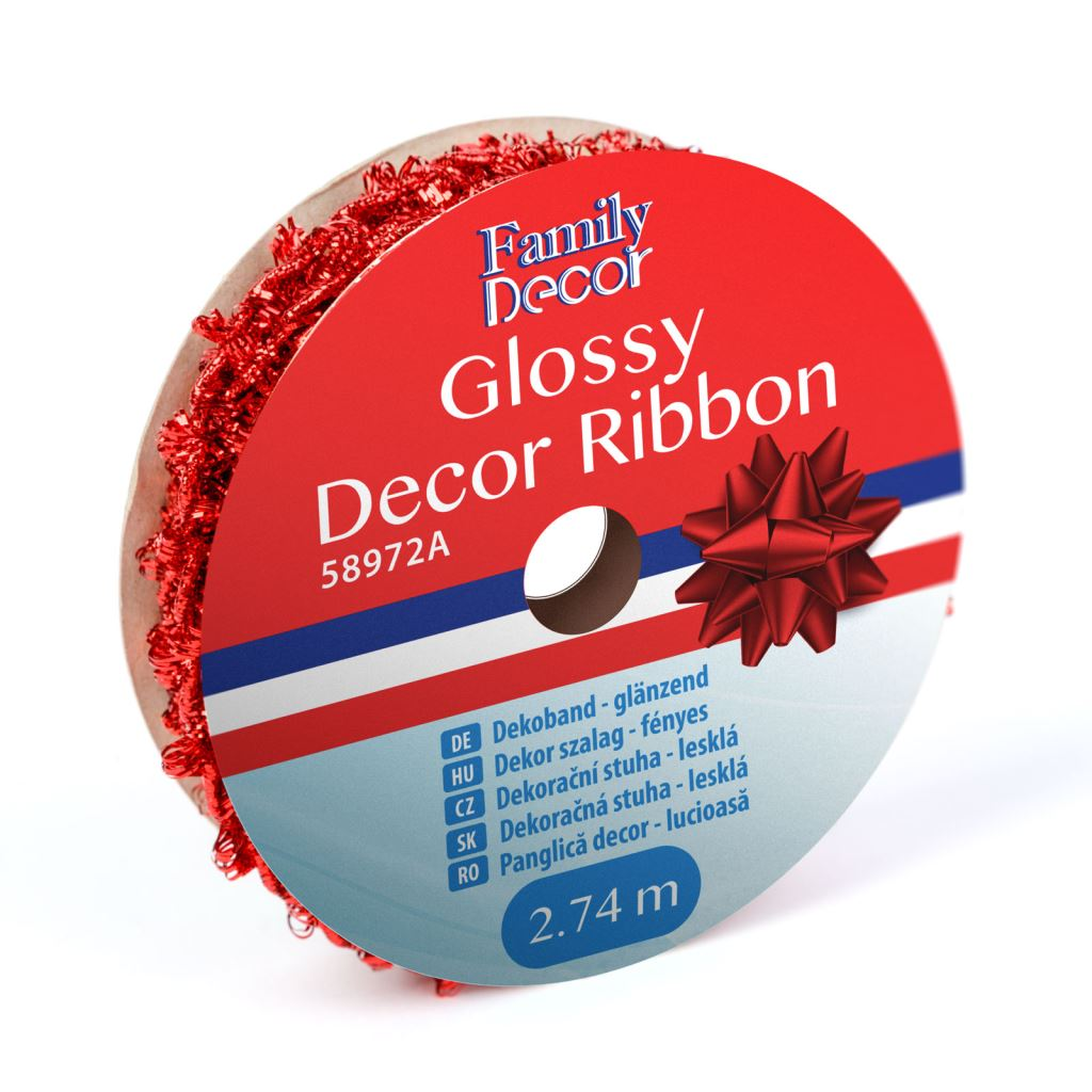 Family fényes dekor szalag 2,74m piros (58972A) (58972A)