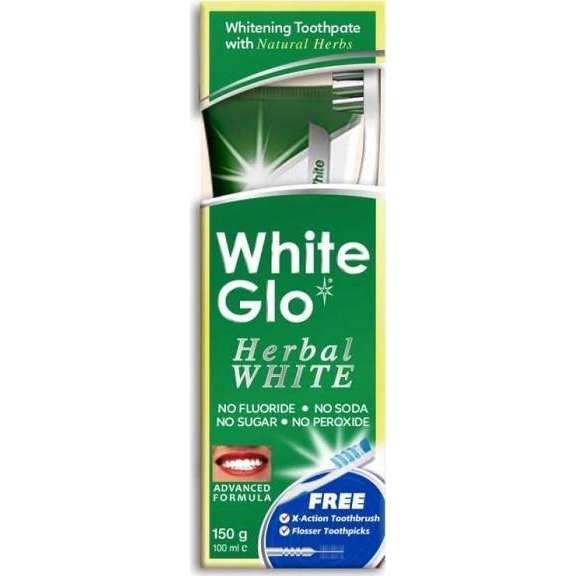 White Glo WHITE GLO_SET Herbal White Toothpaste ziołowa pasta do zębów 100ml + szczoteczka do zębów