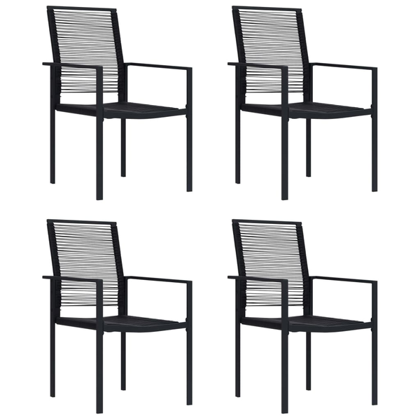 vidaXL Krzesła ogrodowe, 4 szt., rattan PVC, czarne (312172)