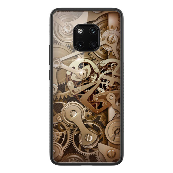 NILLKIN GEAR telefonvédő szilikon keret (BUMPER, közepesen ütésálló, edzett üveg hátlap, fogaskerék minta) BARNA [Huawei Mate 20 Pro]