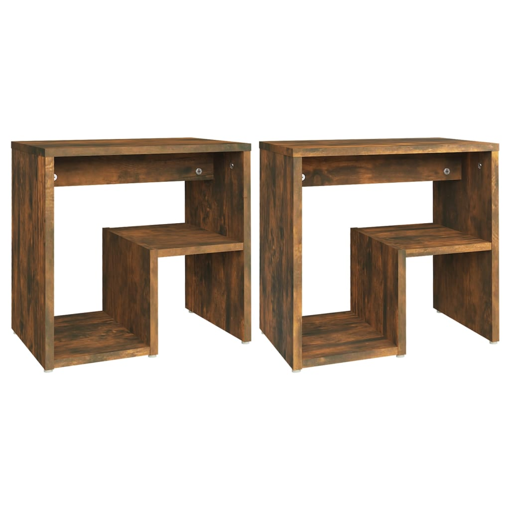 2 db füstös tölgyszínű szerelt fa éjjeliszekrény 40x30x40 cm (815178)