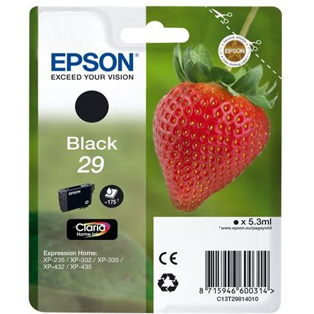 Epson Strawberry 29 K blækpatron 1 stk Original Standard udbytte Sort