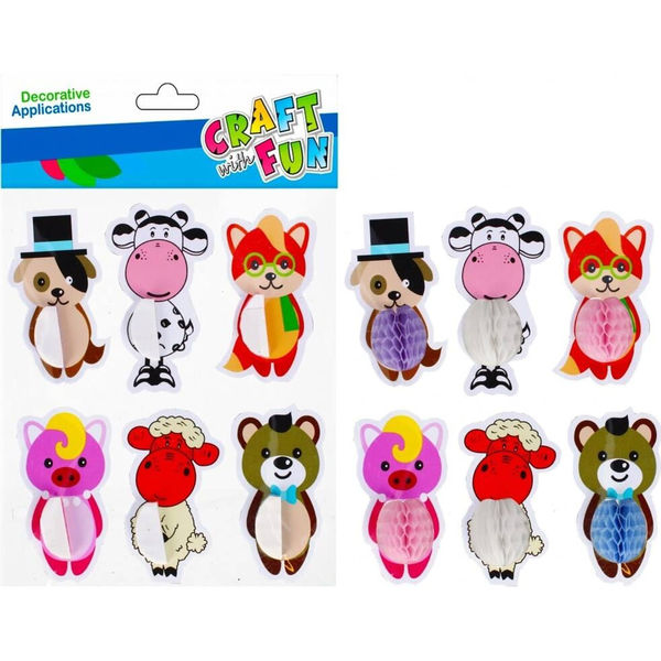  Craft with Fun OZDOBA DEK NAKLEJKI ZWIERZAT HARM 6SZT CF 12/144