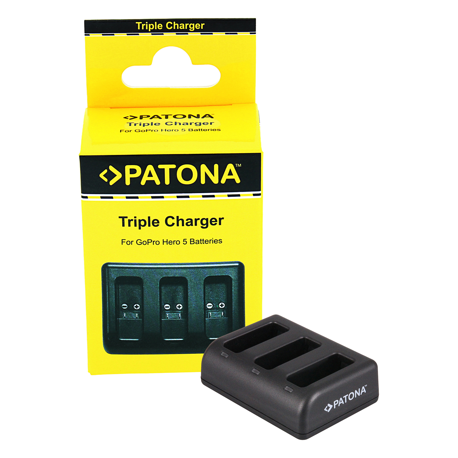 Patona PT1934 Triple GoPro Hero 5 / Hero 6 / Hero 7 / Hero 8 AHDBT-501 micro USB USB-C Akkumulátor töltő (PT1934)