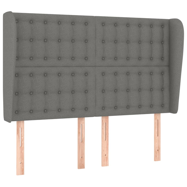 Tăblie de pat cu aripioare gri închis 147x23x118/128 cm textil