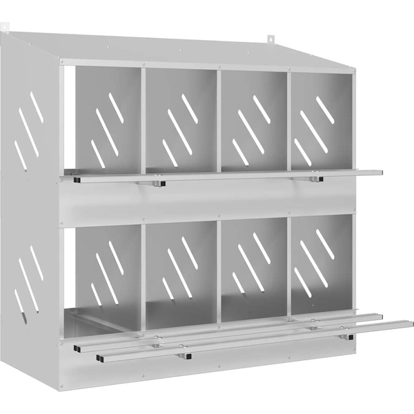Cutie pentru pui cu 8 compartimente, metal argintiu galvanizat