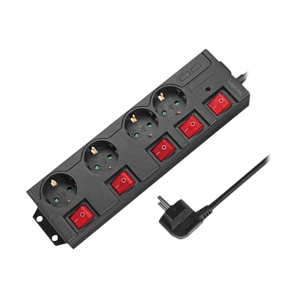 LogiLink egyesével kapcsolható hosszabbító 4x CEE 7/3 csatlakozó, 1,5m kábel fekete (LPS251) (LPS251)