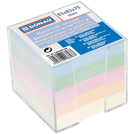 Donau 83x83x75 mm Kockatömb adagolóval - Színes (600 lap) (7491001-99)