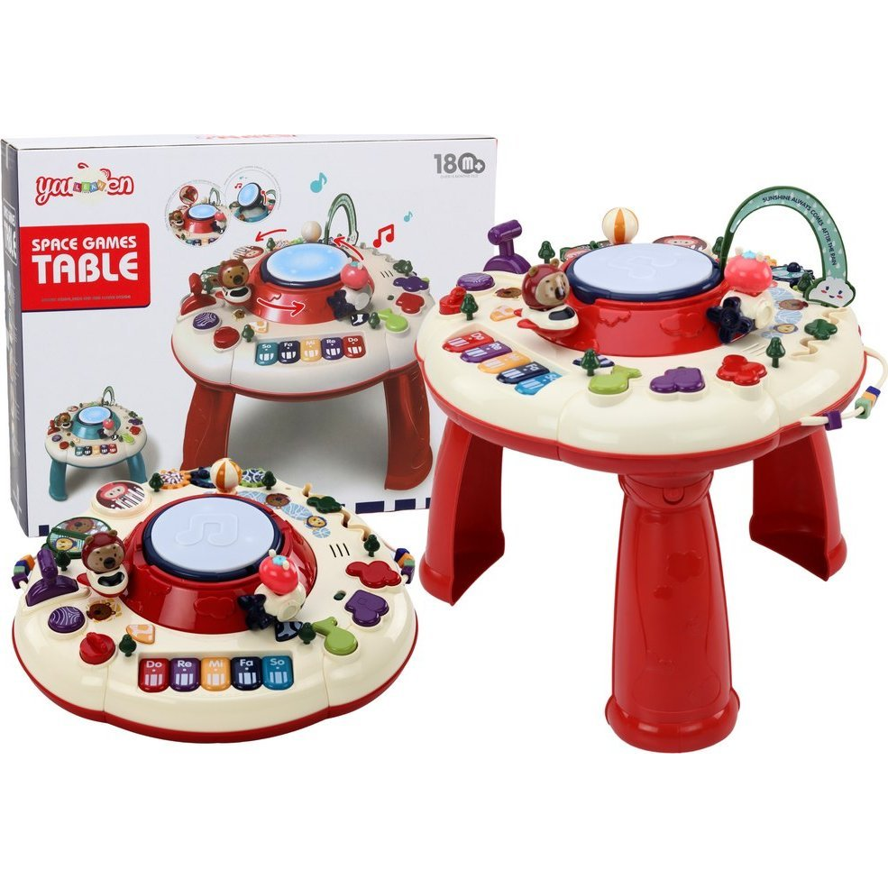 Interaktív Oktatási Panel Asztal - Zongorával, Dobbal, Piros